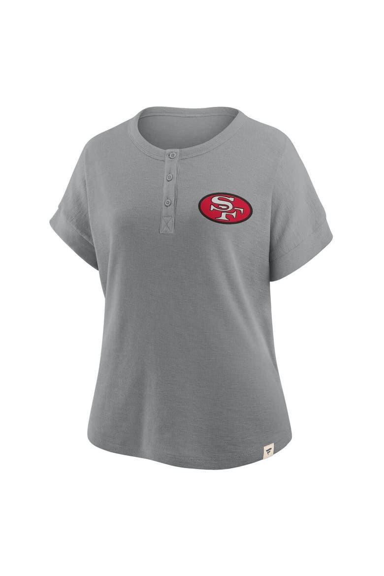 Women's Fanatics Heather Gray San Francisco 49ers Oversized Hometown Premium Henley Shirt, Alternate, color, Heather Gray