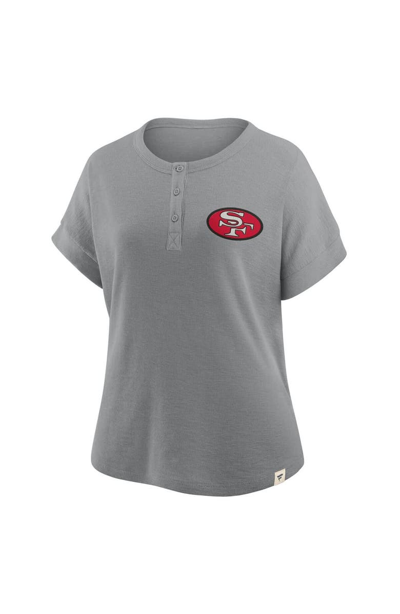 FANATICS Women's Fanatics Heather Gray San Francisco 49ers Oversized Hometown Premium Henley Shirt, Alternate, color, Heather Gray