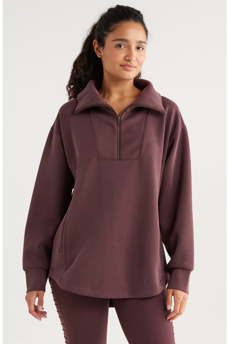 Ultra Soft Half Zip Tunic, Main, color, BURGUNDY FUDGE
