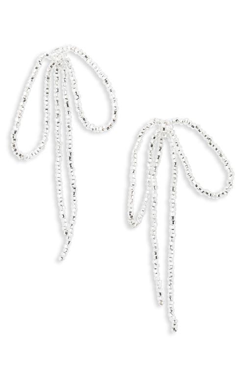 Pura Utz Sad Bow Beaded Earrings In Silver