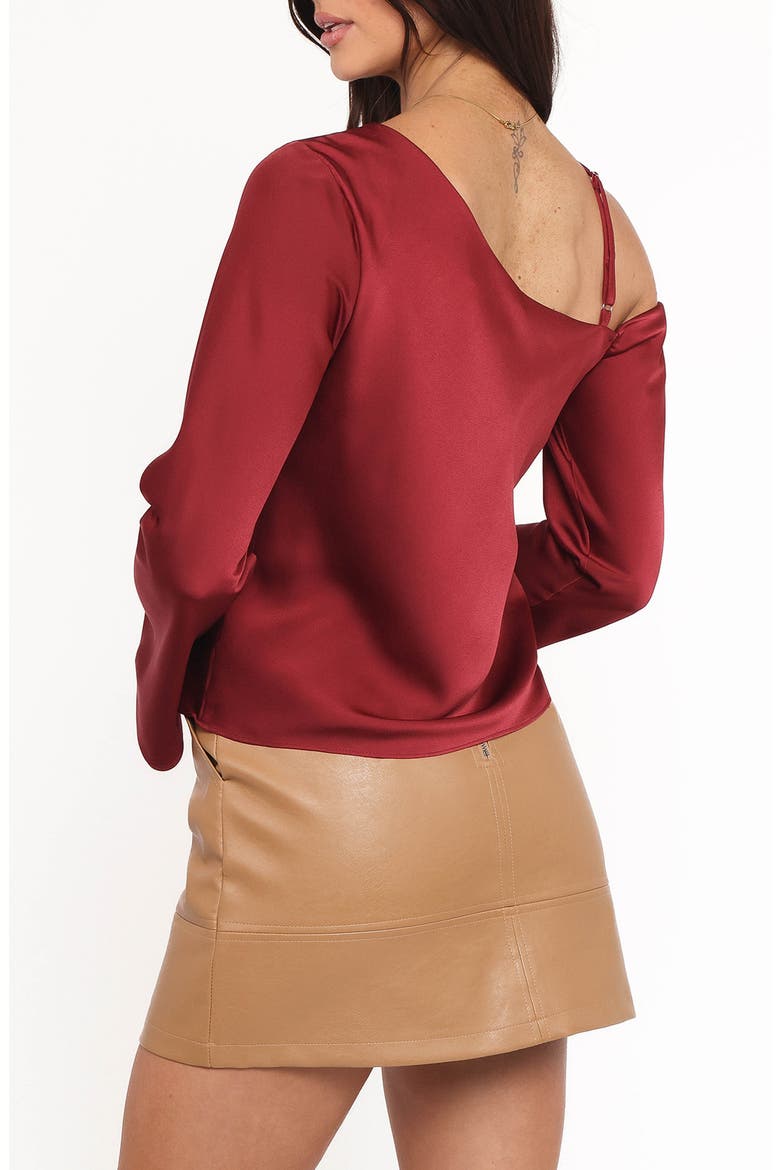 Brisa Single Cold Shoulder Satin Top, Alternate, color, CHERRY