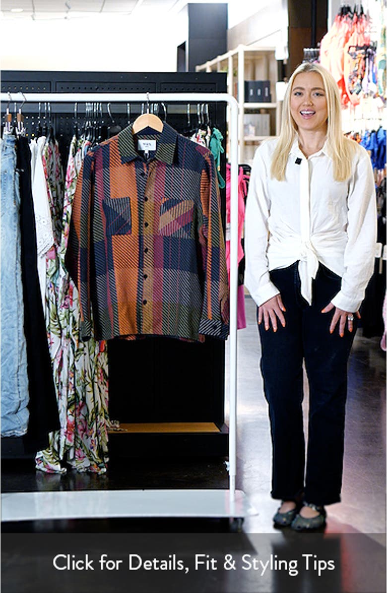 Whiting Tempo Exploded Plaid Cotton Blend Button-Up Overshirt, sales video thumbnail