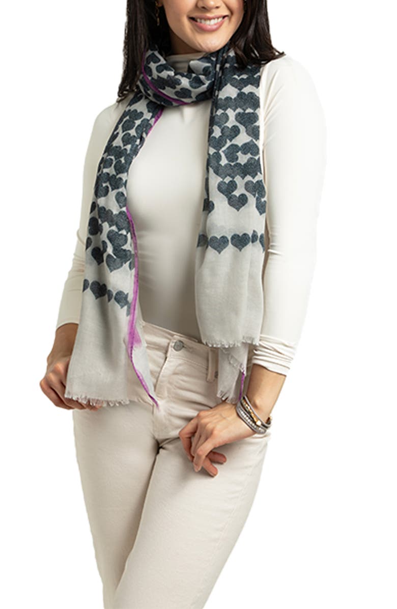 SAACHI Heart Wool & Silk Scarf, Main, color, Charcoal