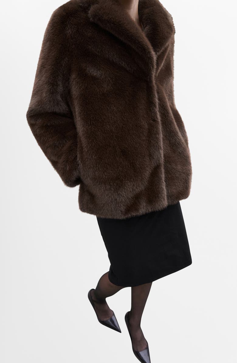 MANGO Faux Fur Coat, Alternate, color, 