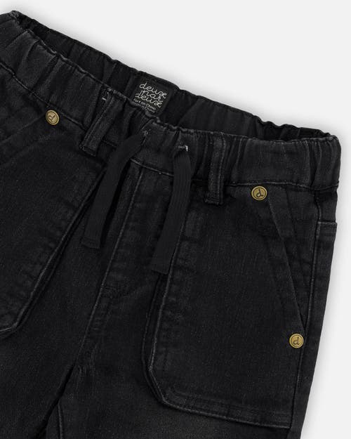 Deux Par Deux Little Boy's French Terry Denim Jogger Pant Black Jeans In Black Jeans