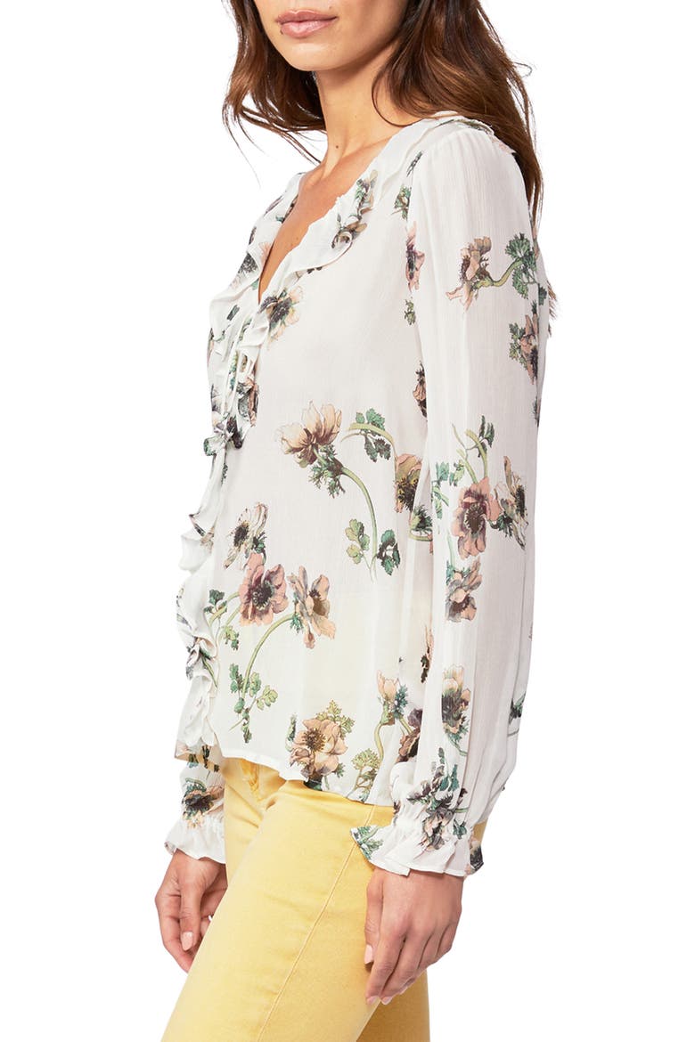 Karin Floral Print Sheer Silk Blouse, Alternate, color, WHITE MULTI