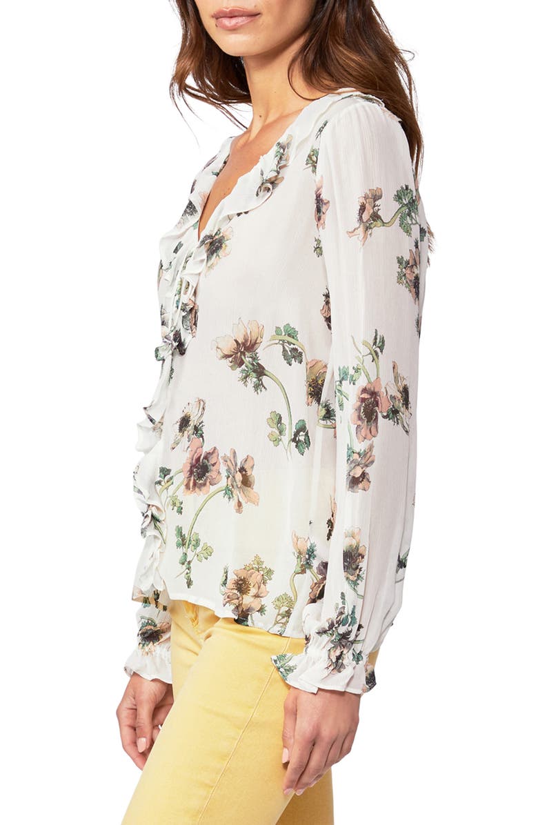 PAIGE Karin Floral Print Sheer Silk Blouse, Alternate, color,