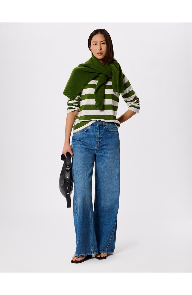 Whistles Relaxed Stripe Long Sleeve Tee, Alternate, color, Grn/Multi