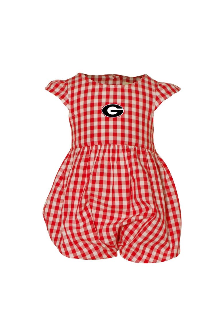 Girl's Infant Garb Red Georgia Bulldogs Cara Gingham Ruffled Bodysuit, Main, color, Red