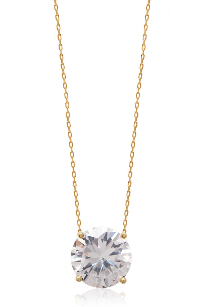 14K Gold Vermeil Round Cubic Zirconia Pendant Necklace, Main, color, GOLD