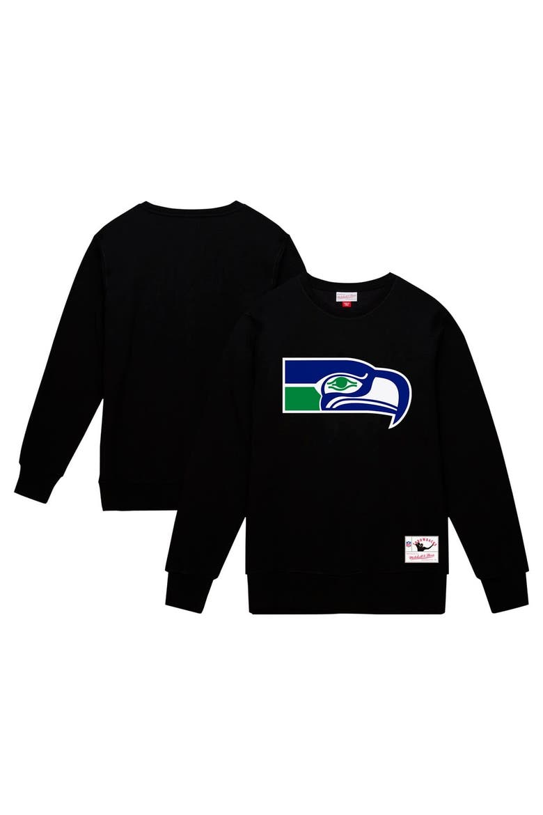 Men's Mitchell & Ness Black Seattle Seahawks Basic Fleece Pullover Sweatshirt, Main, color, Black