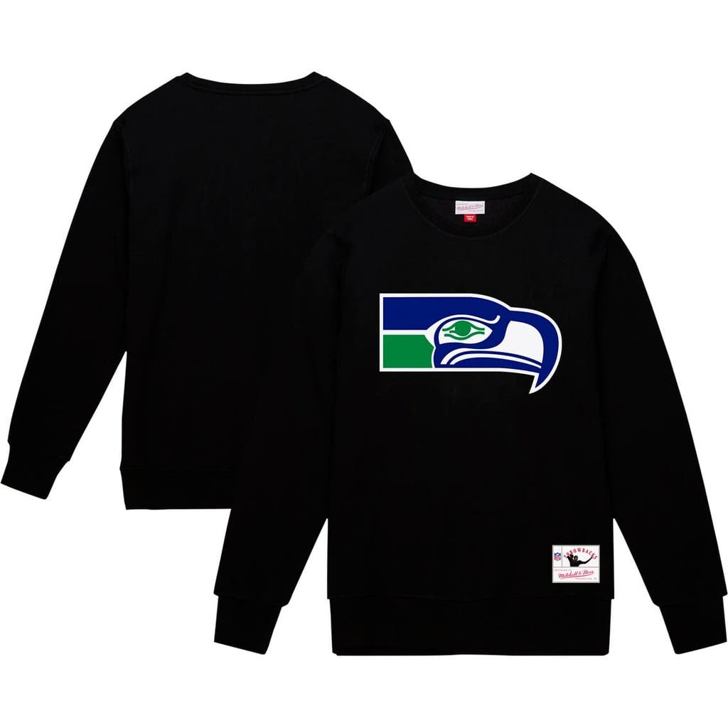 Mitchell & Ness Black Seattle Seahawks Basic Fleece Pullover Sweatshirt In Black