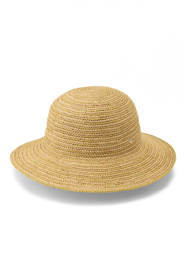 Evadine Packable Raffia Sun Hat, Main, color, NATURAL/ CHARTREUSE