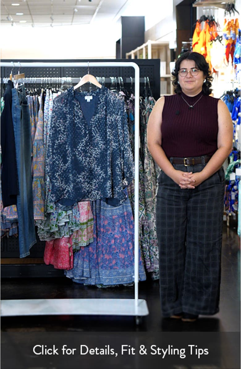 Floral Clip Dot Ruffle V-Neck Top, sales video thumbnail