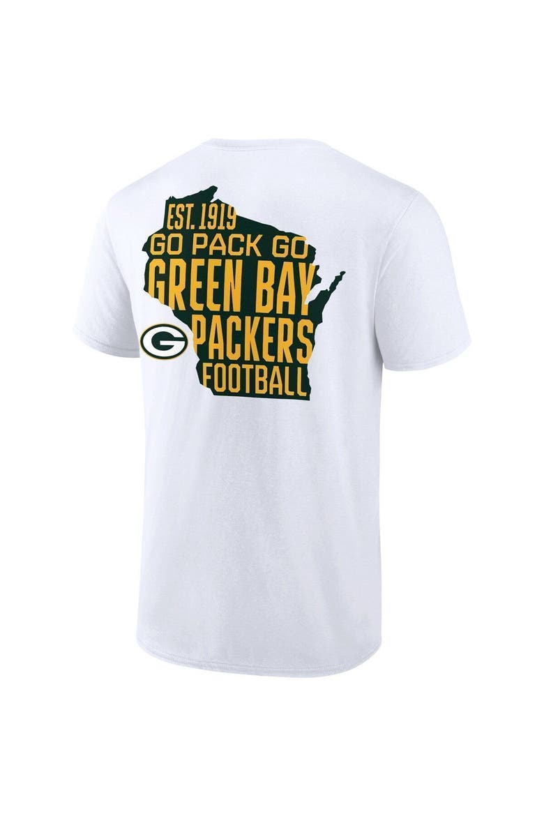 Men's Fanatics Branded White Green Bay Packers Hot Shot State T-Shirt, Alternate, color, White
