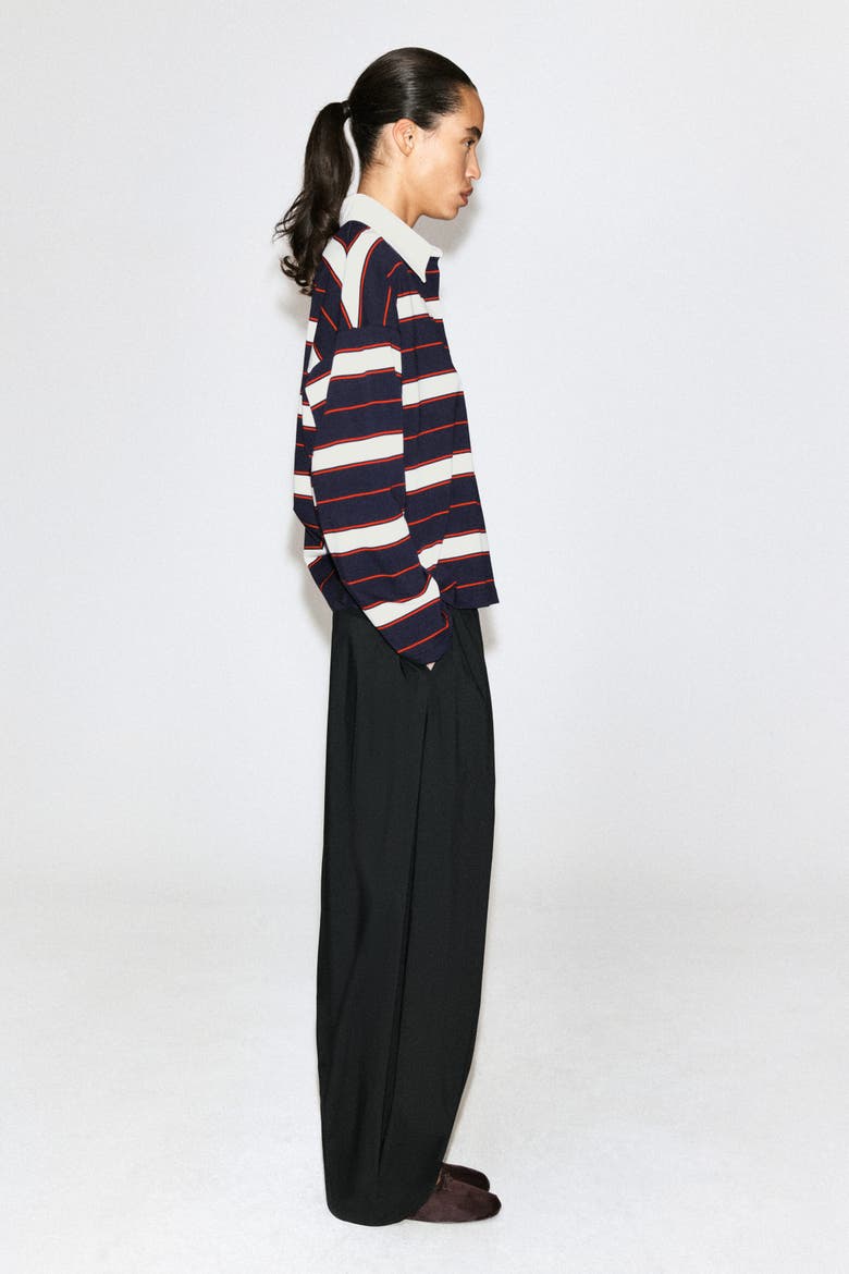 Striped Cotton Rugby Shirt, Alternate, color, NAVY / RED / STRIPED