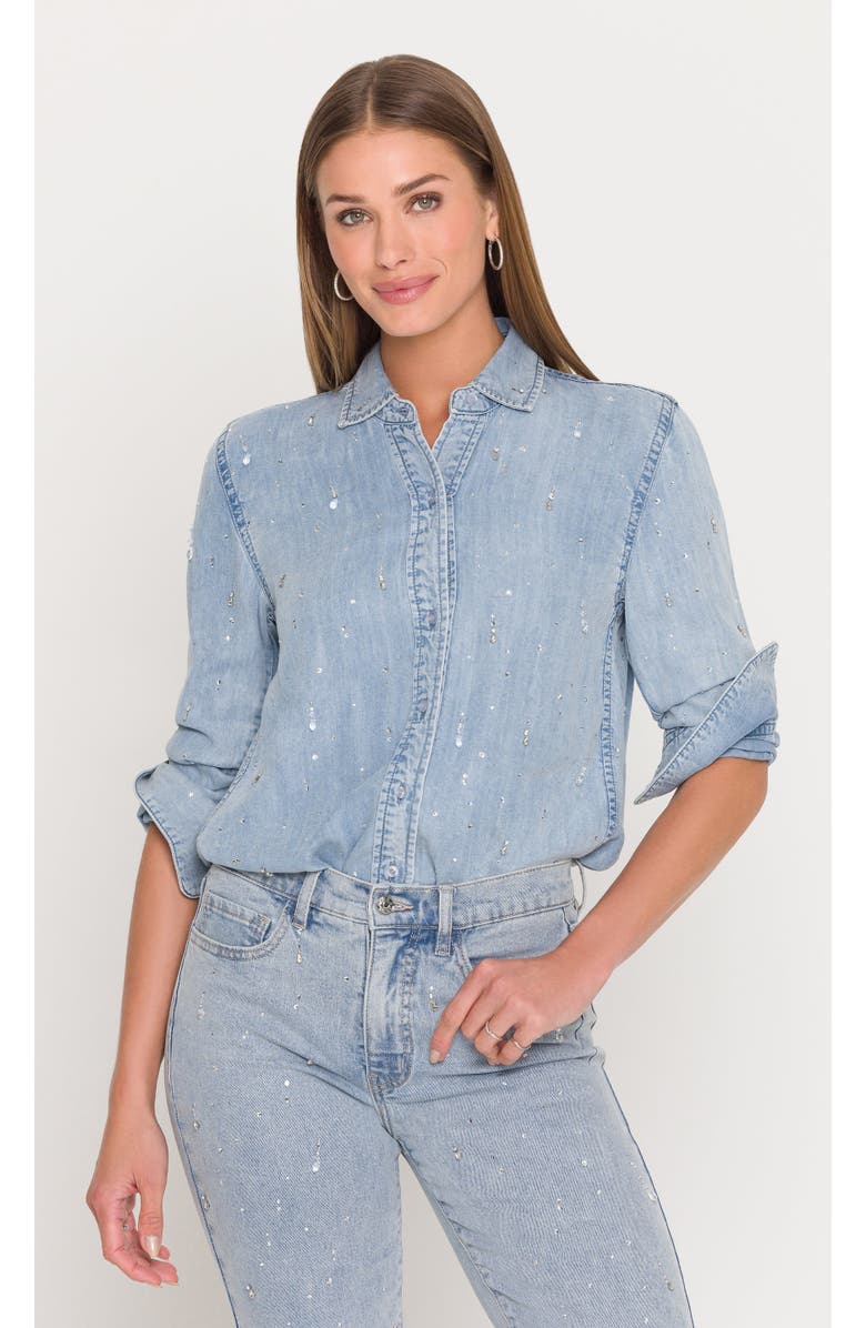 Generation Love Marcello Embellished Denim Shirt, Main, color, Light Blue