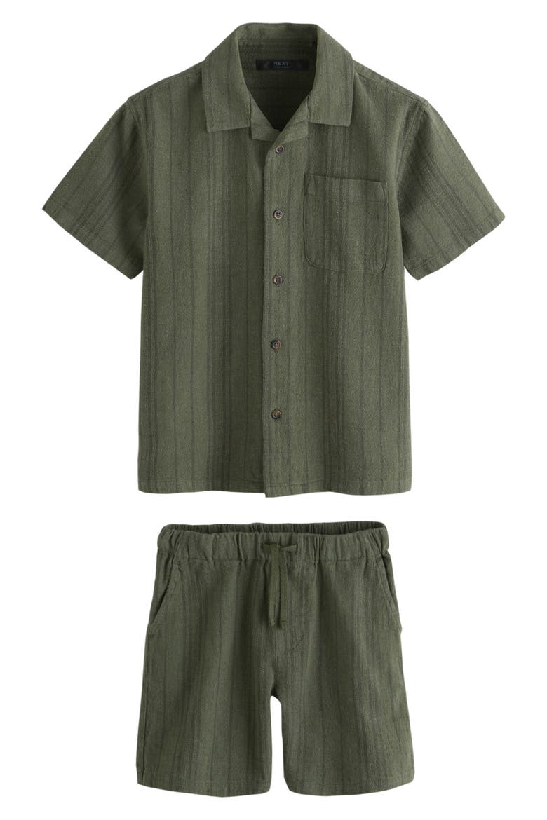 Kids' Textured Camp Shirt & Shorts Set, Main, color, GREEN