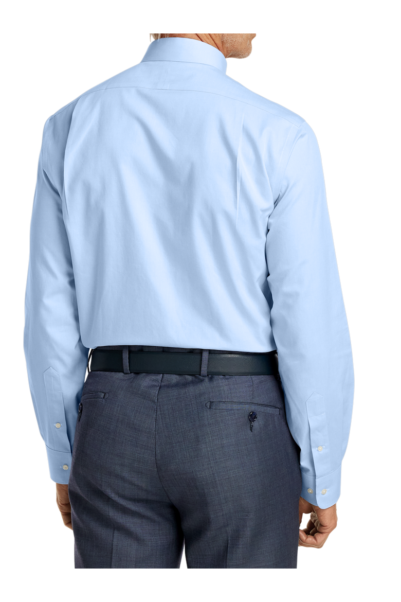 Non-iron Cotton Pinpoint Solid Snap Tab Collar Dress Shirt, Alternate, color, Blue