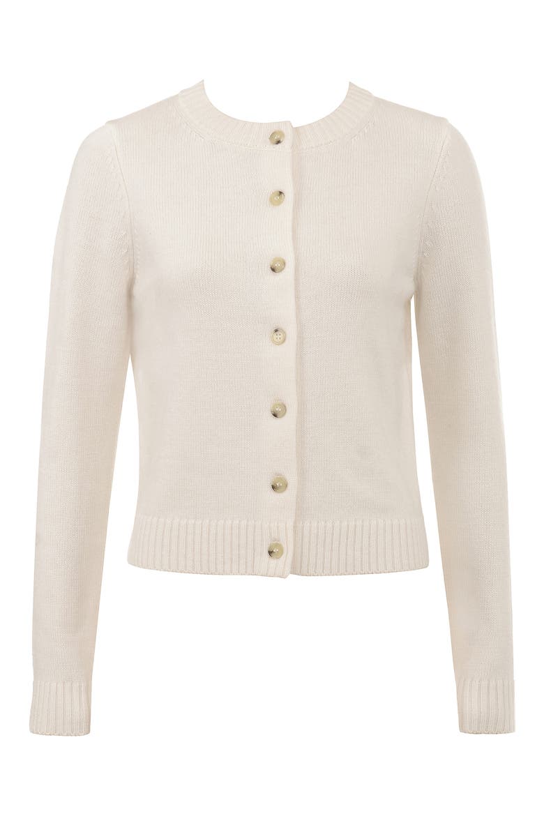 Signature Merino Wool & Cashmere Cardigan, Alternate, color, CREAM
