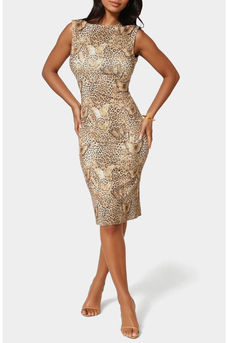 Open Back Minidress, Main, color, BEIGE MULTI