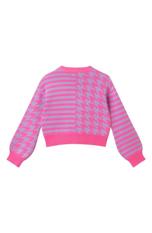 Andy & Evan Kids' Houndstooth Stripe Cotton Cardigan In Multi