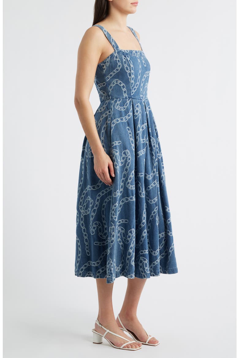 Chain Print Cotton Blend Denim Sundress, Alternate, color, DENIM