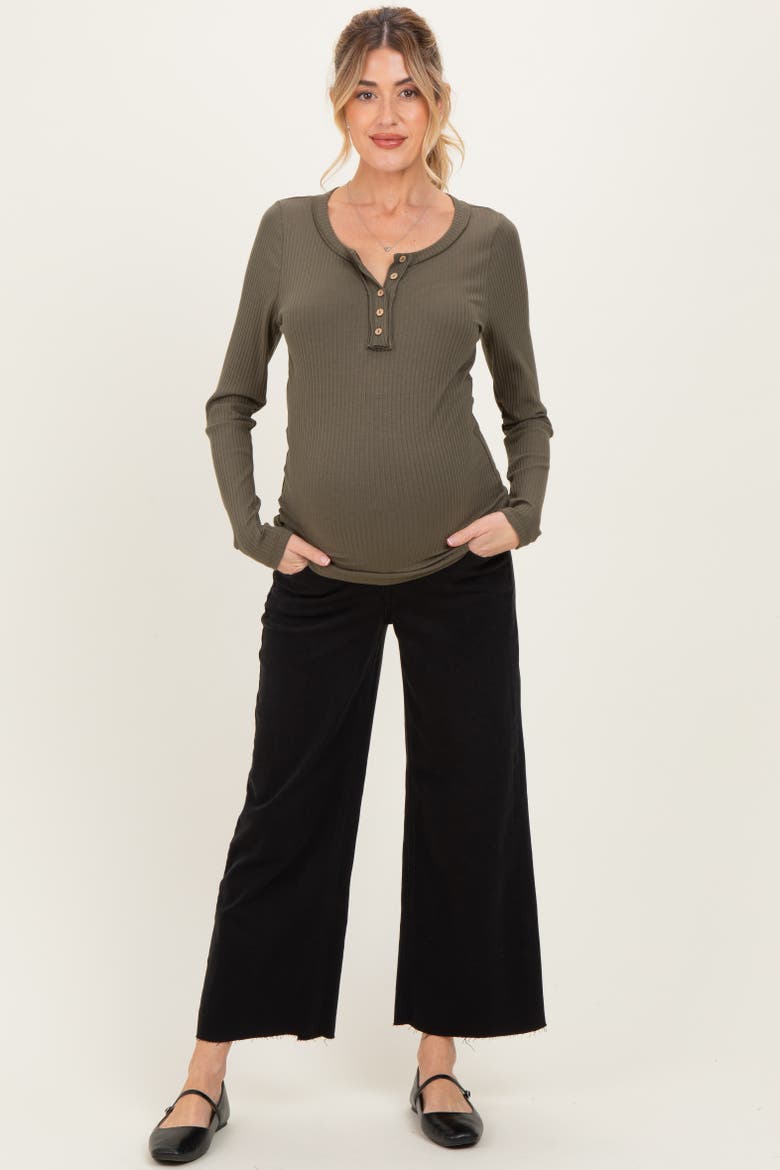 Raw Hem Crop Wide Leg Maternity Jeans, Alternate, color, Black