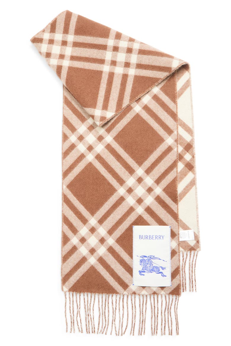 Bias Check Cashmere Scarf, Main, color, FINCH BROWN