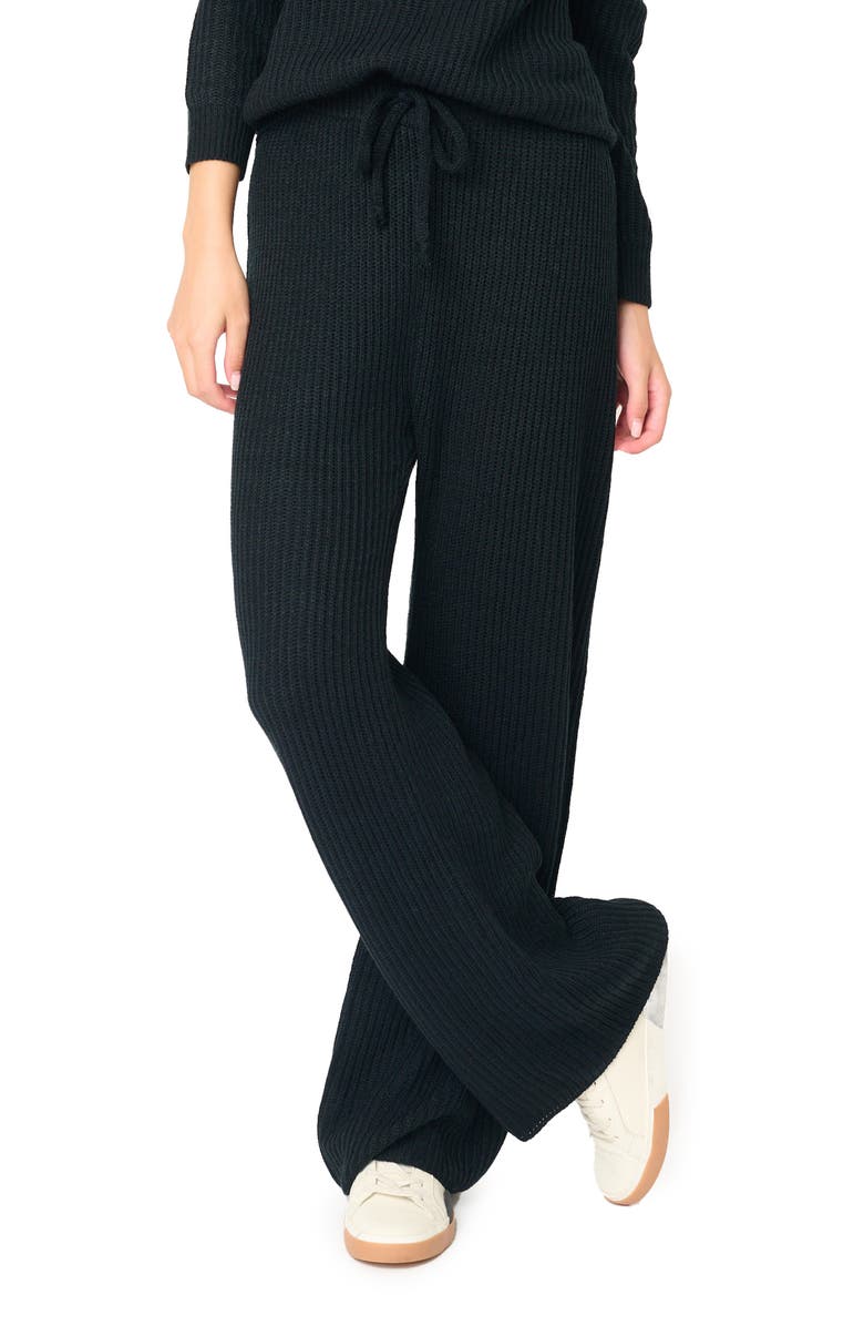GIBSONLOOK Gigi Drawstring Rib Sweater Pants, Main, color, Black
