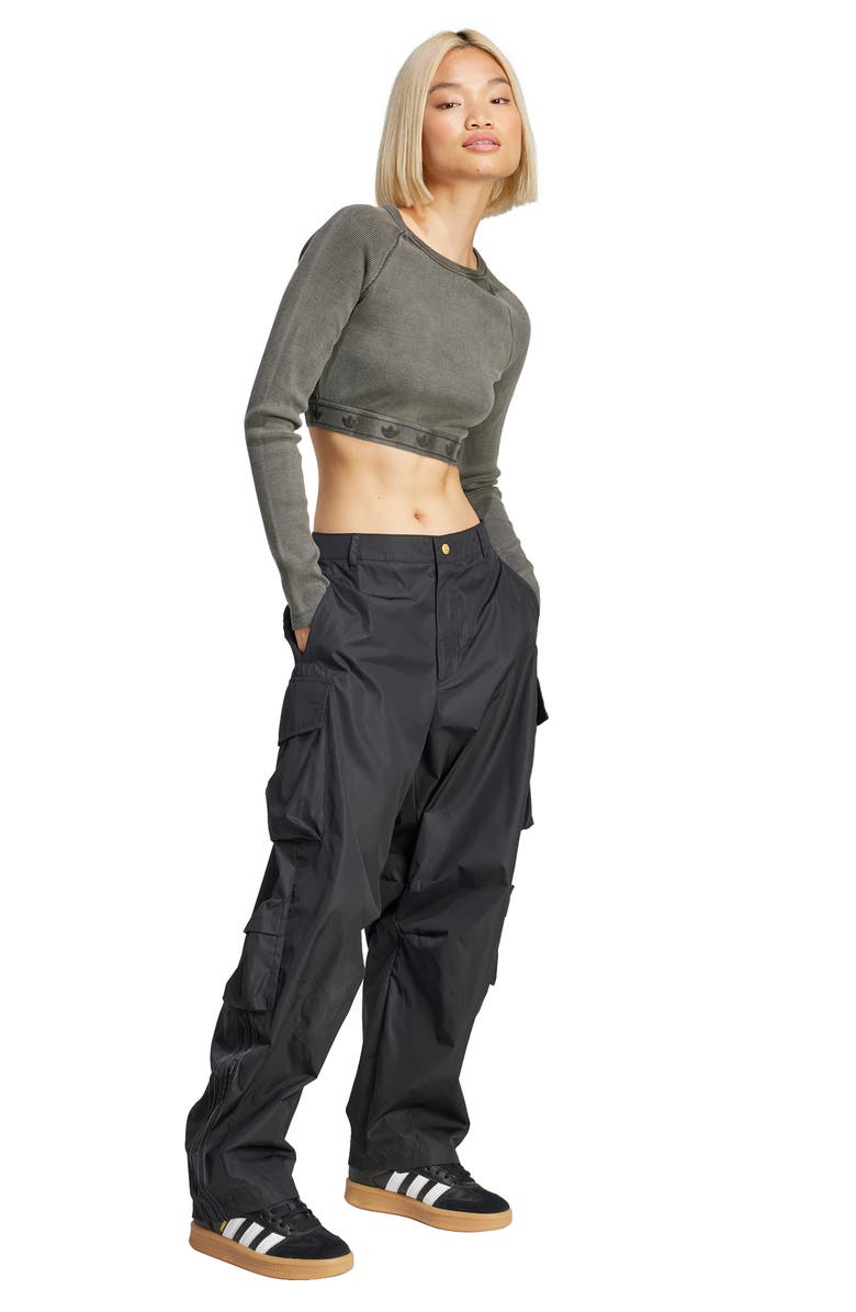 adidas Originals Long Sleeve Rib Crop Top, Alternate, color,