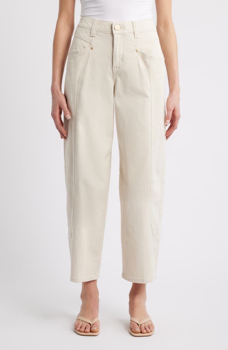 Wit & Wisdom High Waist Barely Barrel Jeans, Main, color, Blanched Almond