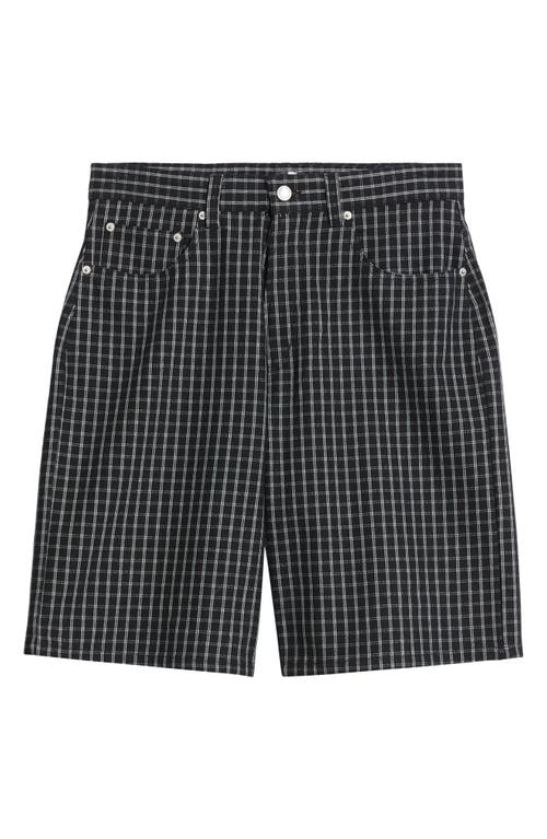 Obey Mens Black Plaid Baggy Denim Shorts In Black