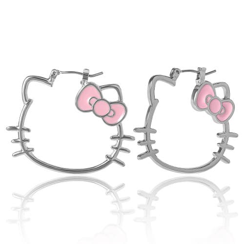 Hello Kitty Silhouette Hoop Earrings In Silver
