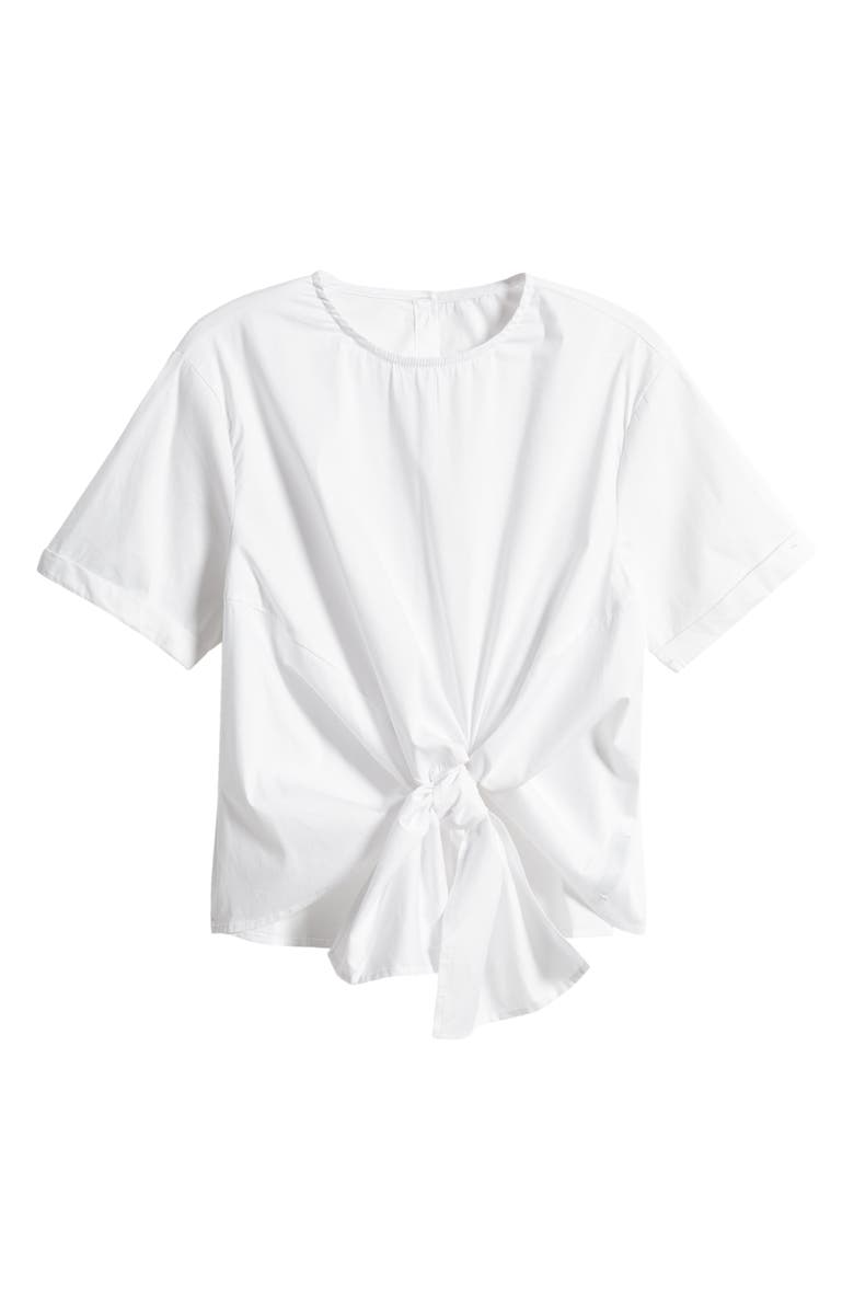 NIKKI LUND Alexis Tie Front Poplin Top, Alternate, color, White