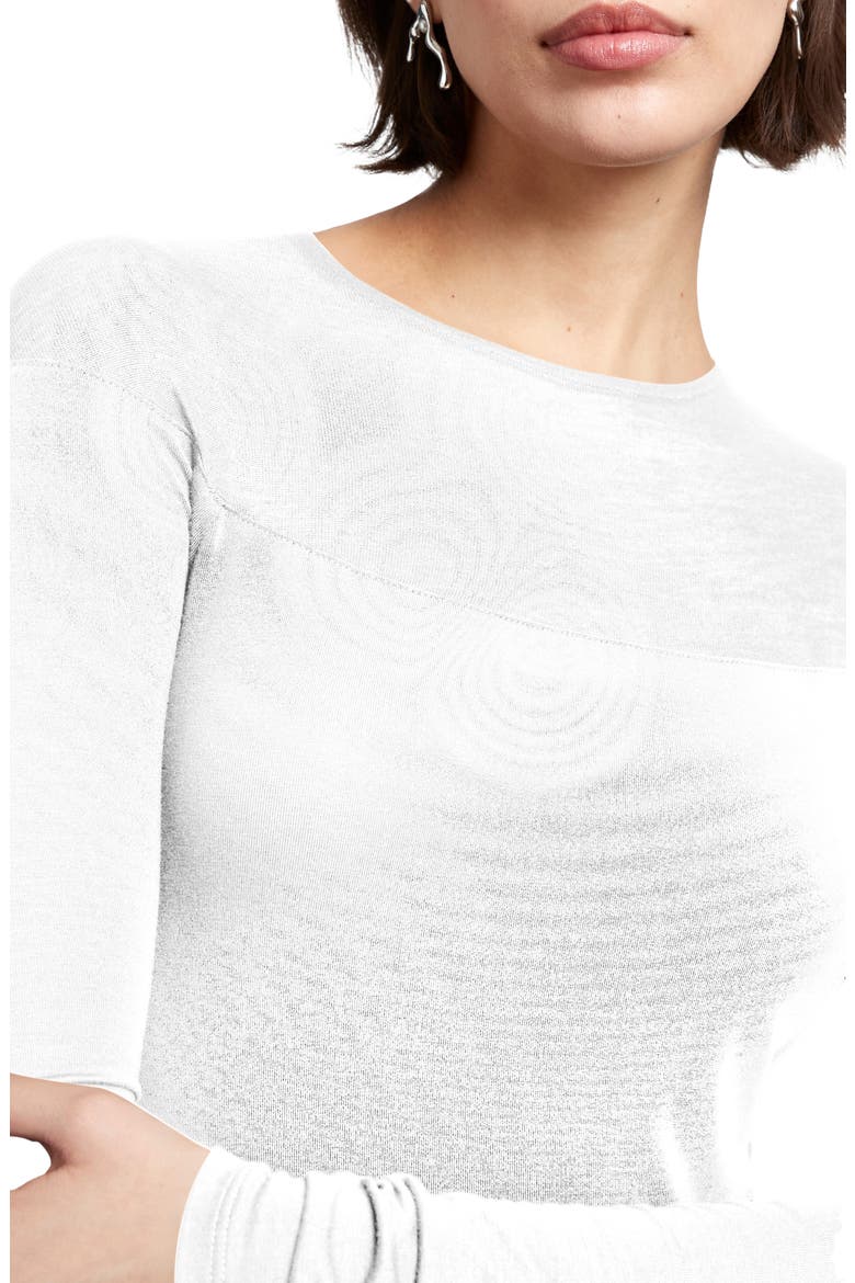 Pearl Sheer Yoke Jersey Top, Alternate, color, OFF WHITE