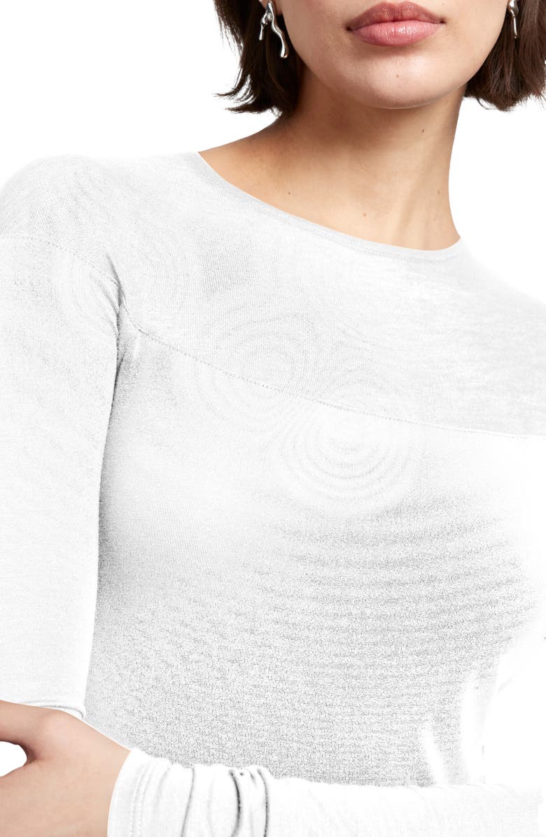 Marcella Pearl Sheer Yoke Jersey Top, Alternate, color, Off White