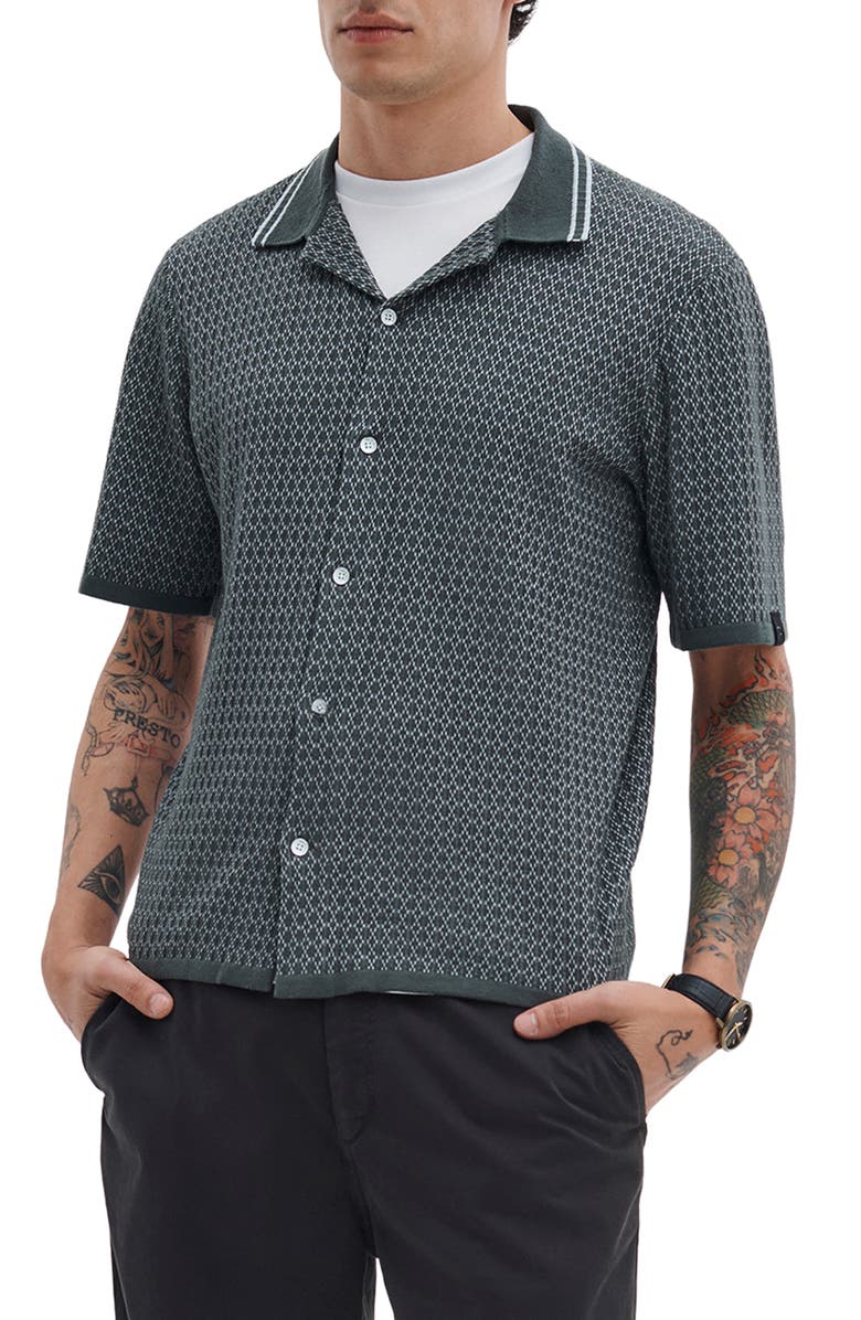 rag & bone Harvey Cross Stitch Camp Shirt, Main, color, Charcoal Grey