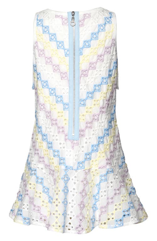 Truly Me Kids' Geometric Eyelet Dress In Multi