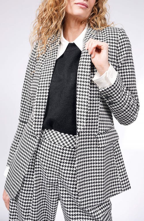 WILDFANG The Empower Tux Blazer in Houndstooth Weave Black/white 