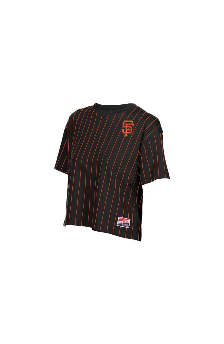 New Era Women's New Era Black San Francisco Giants Throwback Meshback Pinstripe Boxy T-Shirt, Alternate, color, Black