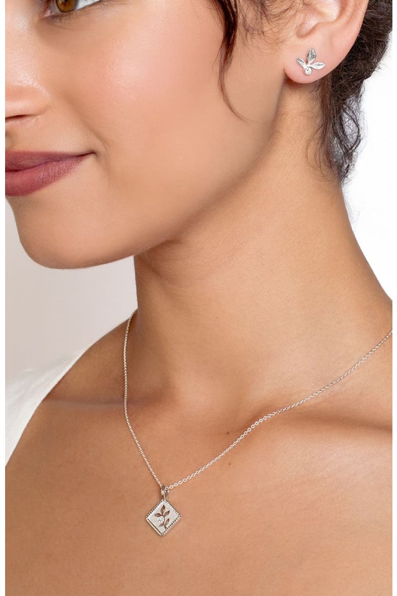 Olive Leaf Pendant Necklace, Alternate, color, Sterling Silver