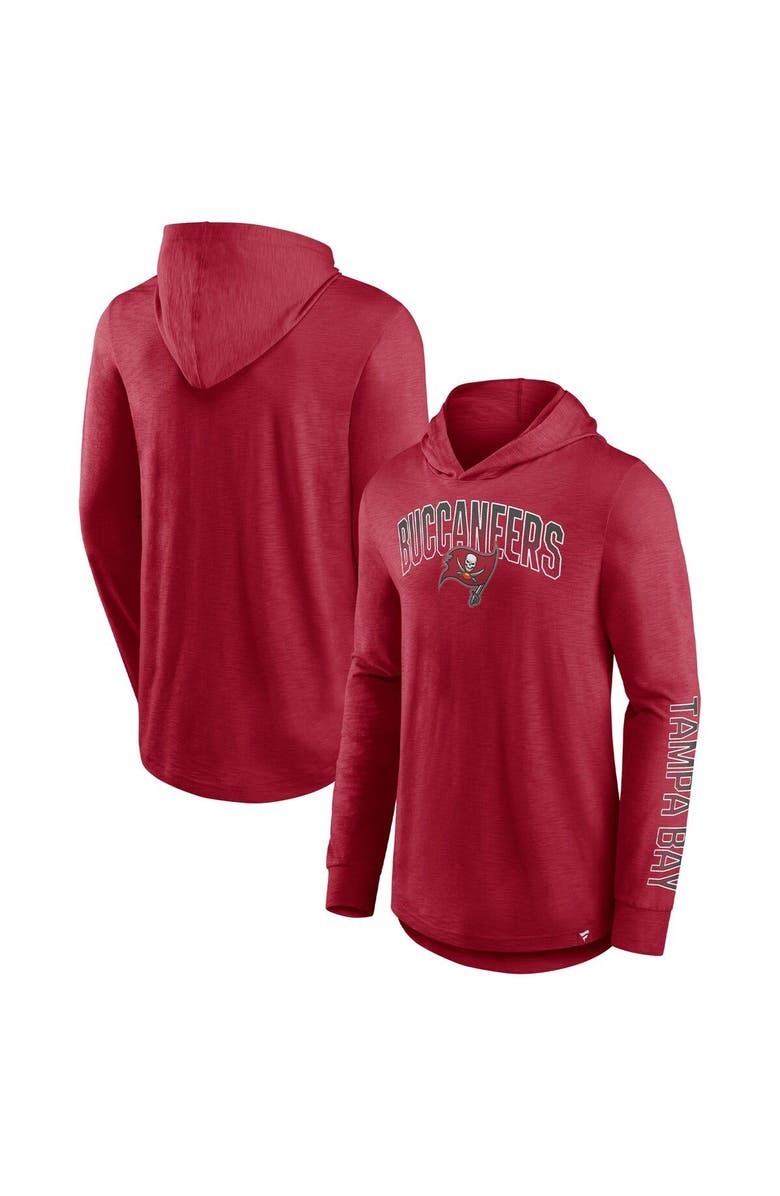 FANATICS Men's Fanatics Branded Red Tampa Bay Buccaneers Front Runner Long Sleeve Hooded T-Shirt, Main, color, Red