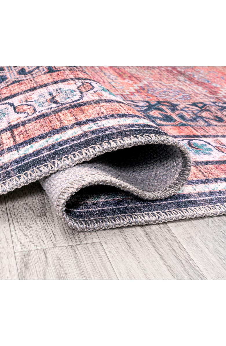 JONATHAN Y Dalyan Geometric Medallions Machine-Washable Round Area Rug, Alternate, color, Terra/Navy