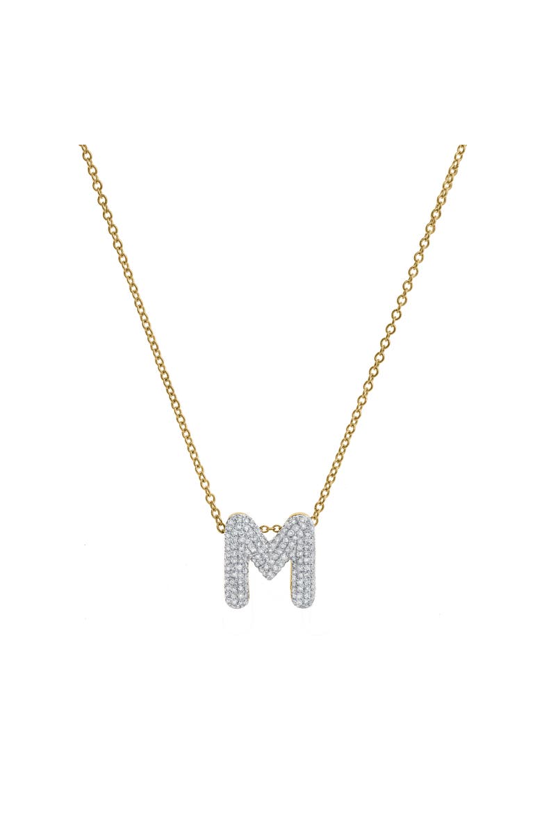 LuvMyJewelry Small Bubble Initial Letter 14K Yellow Gold Diamond Pendant Necklace, Main, color, Gold M