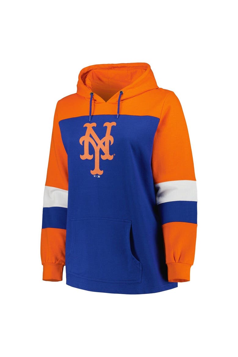 Women's Royal New York Mets Plus Size Colorblock Pullover Hoodie, Alternate, color, Royal