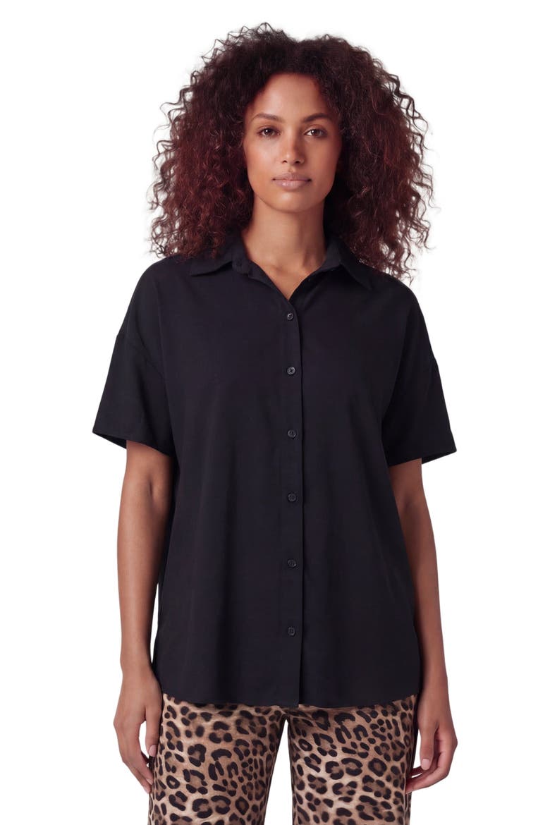 Womens Suzy Short Sleeve Shirt, Main, color, BLACK