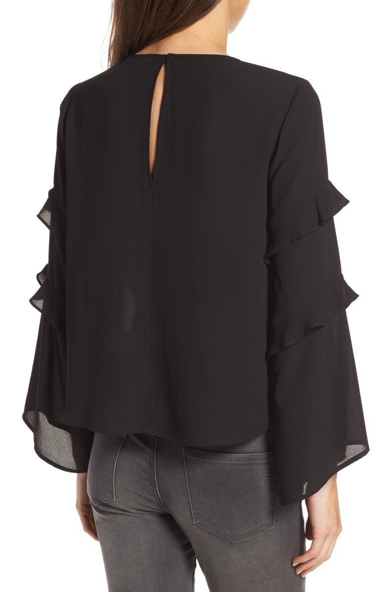 All in Favor Ruffle Bell Sleeve Blouse, Alternate, color,
