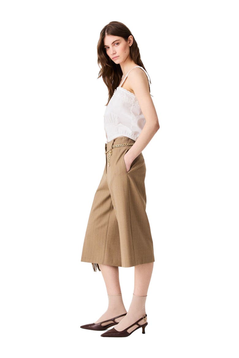 Tailored pleated Bermuda shorts, Alternate, color, Beige