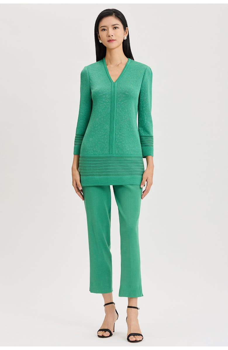 Ming Wang Classic Burnout Medallion Soft Knit Tunic, Alternate, color, Kelly Green